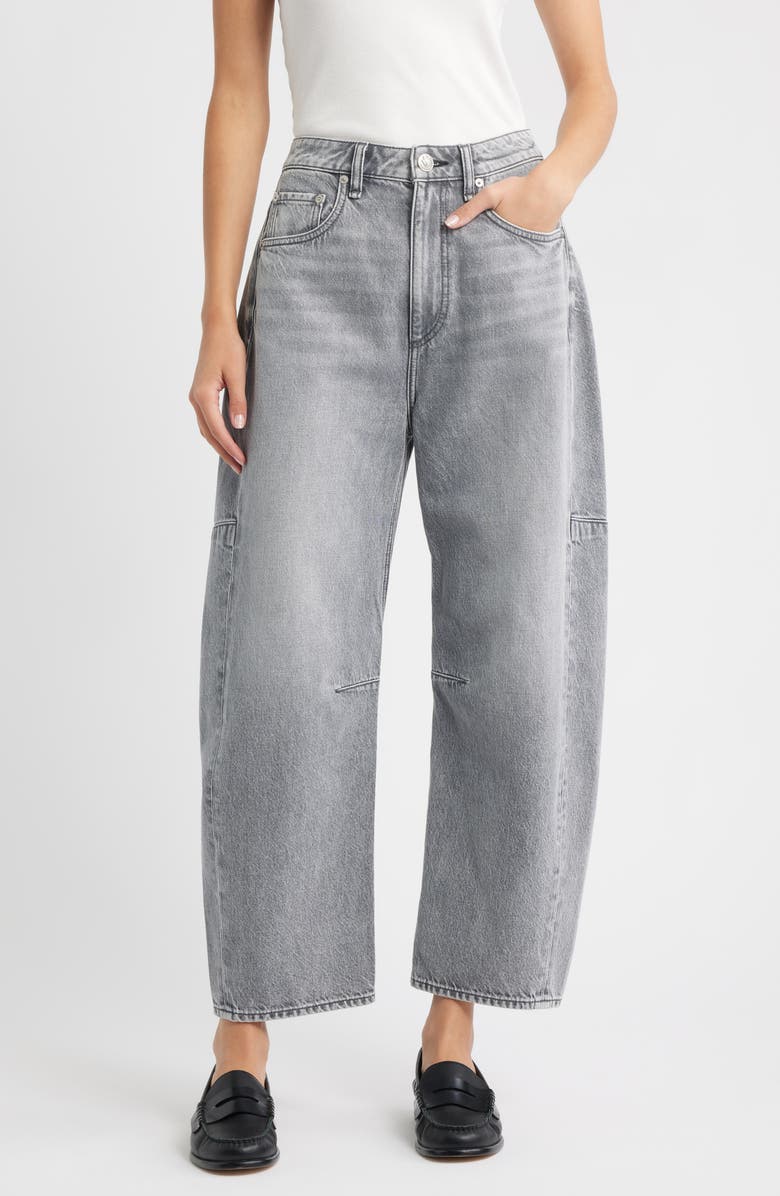 rag & bone Charlie Super High Waist Ankle Barrel Jeans, Main, color, Washed Grey
