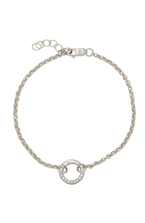 Rolo Charm Bracelet with CZ Link Lock