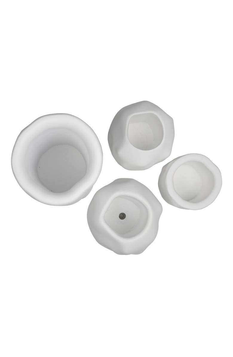 JONATHAN Y Linden Modern Minimalist Handmade Concrete Organic Sculptural Cylinder and Round Planter Set with Drainage Holes, Alternate, color, White