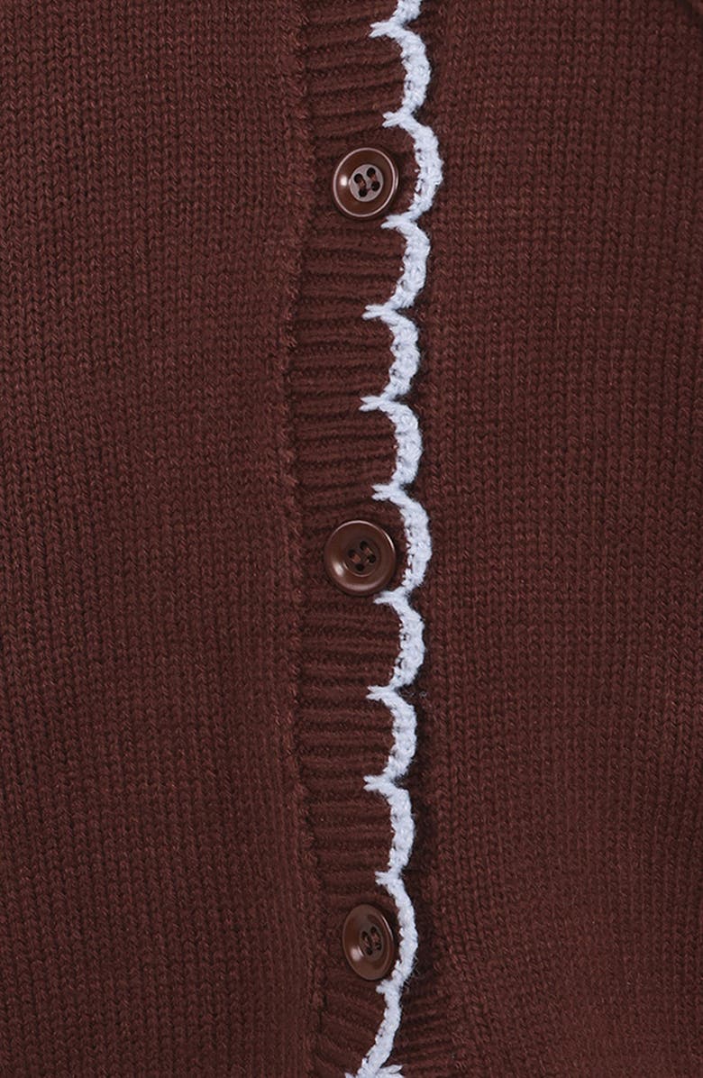 Petal & Pup Ruby Scallop Cardigan, Alternate, color, Brown