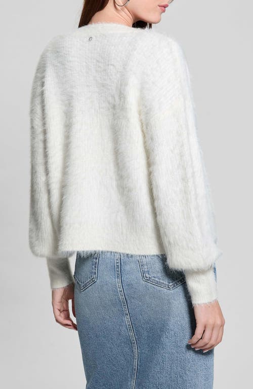Guess Keyla Fuzzy Cardigan In White