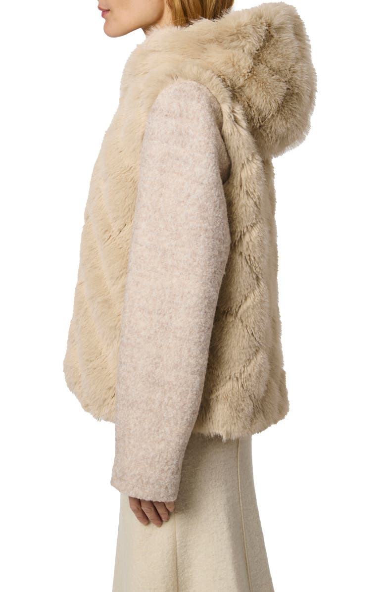 Bernardo Darien Faux Fur & Bouclé Jacket, Alternate, color, Beige