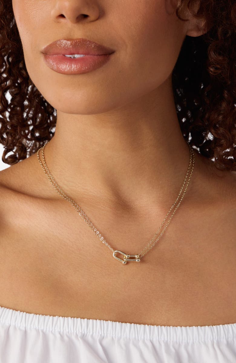 ATHRA LUXE Double Chain Interlocking Link Necklace, Alternate, color, Gold