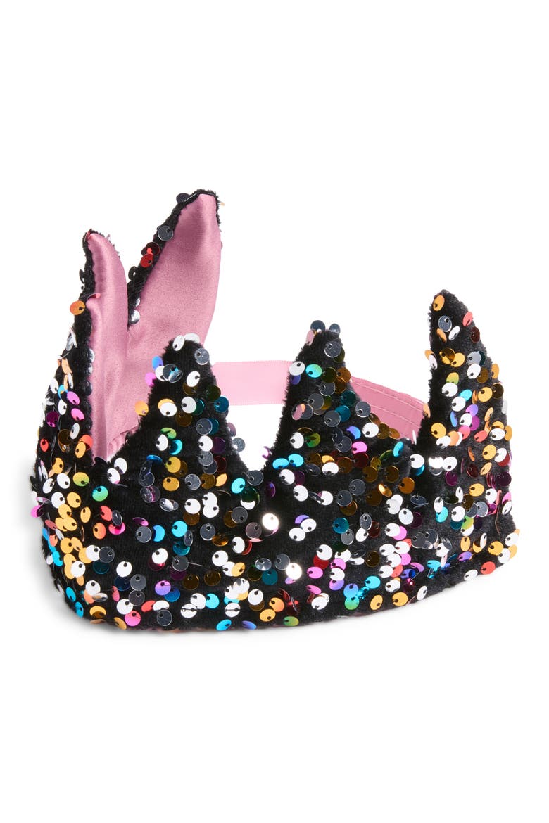 Kids' Dazzle Sequin Crown, Main, color, BLACK