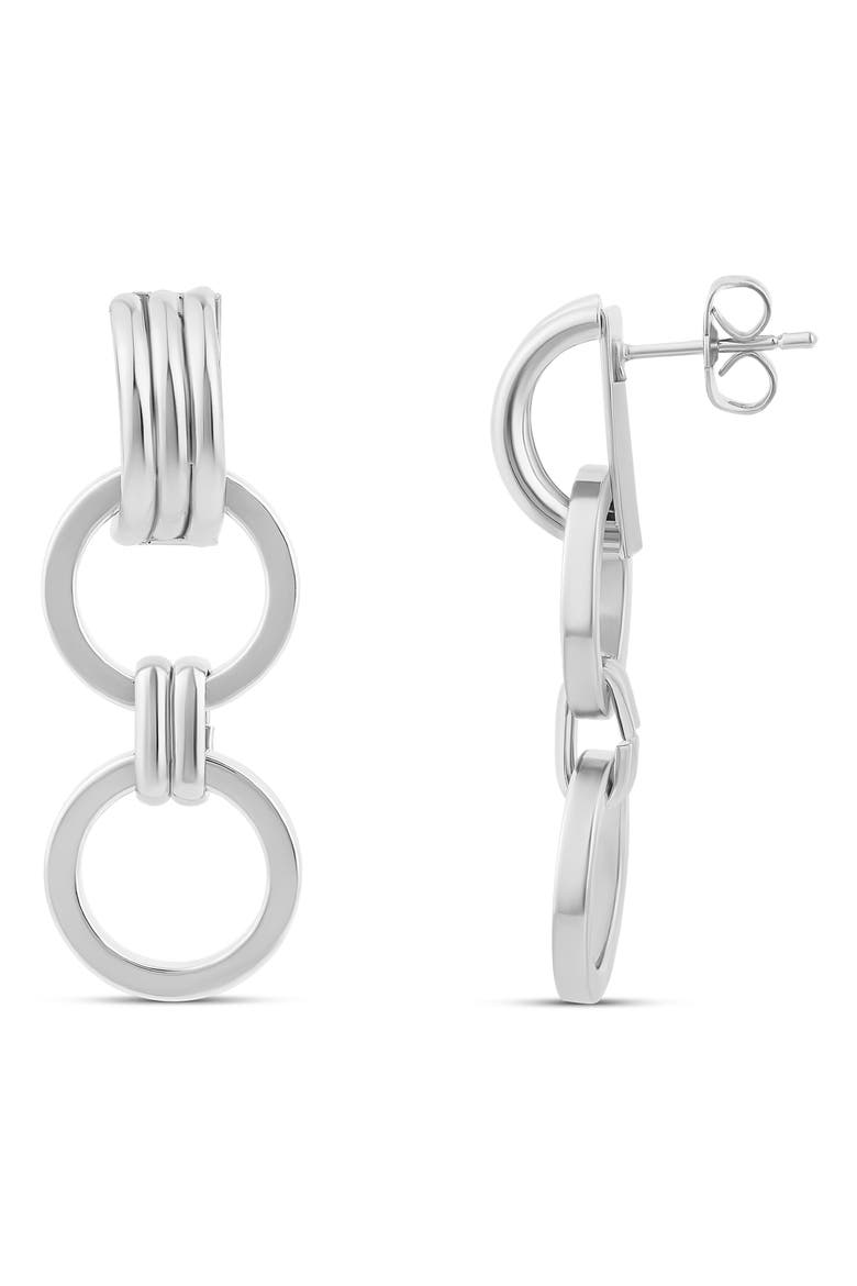 Round Link Drop Earrings, Main, color, SILVER