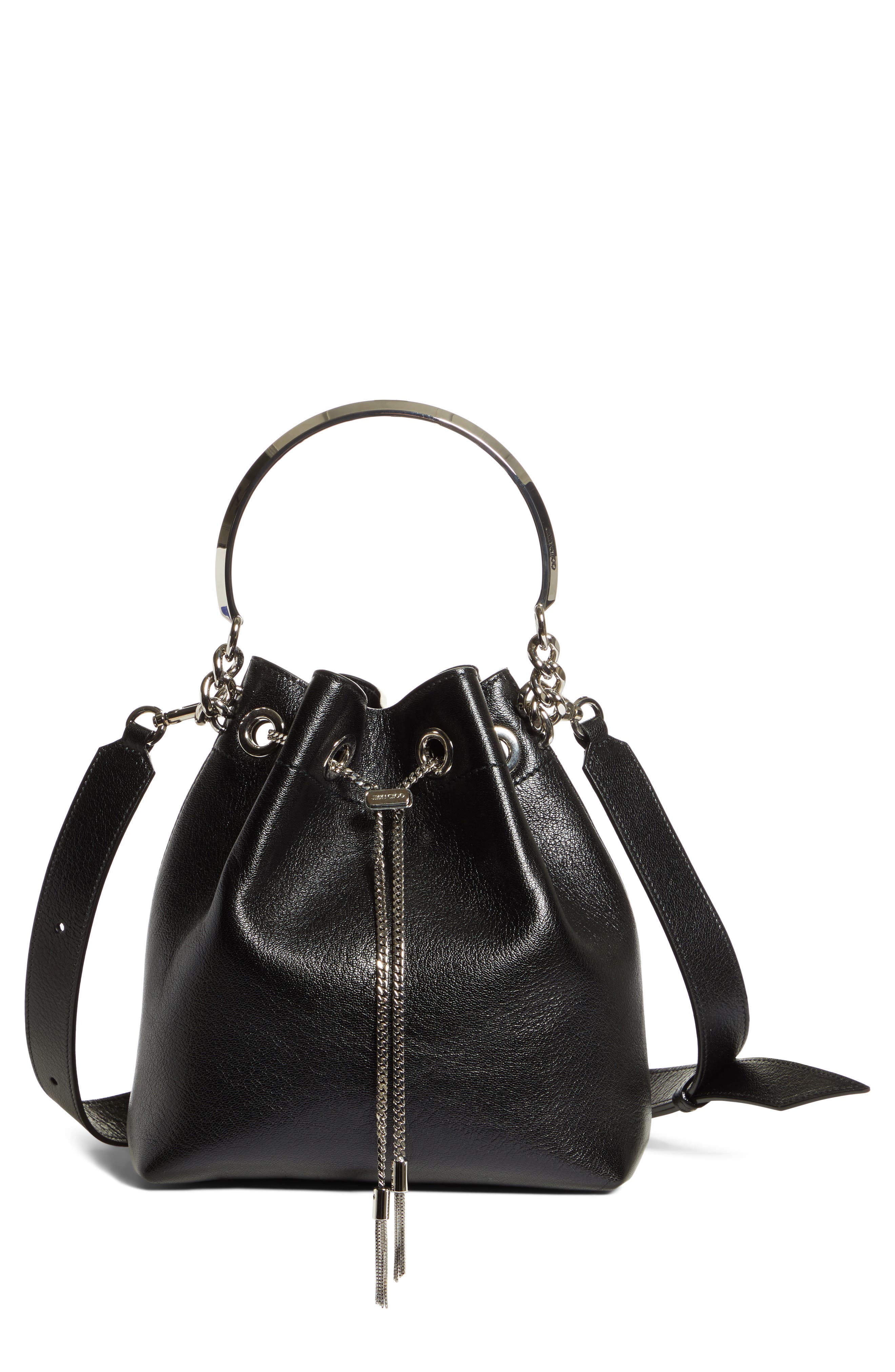 Jimmy Choo Bon Bon Leather Bucket Bag, Main, color, 