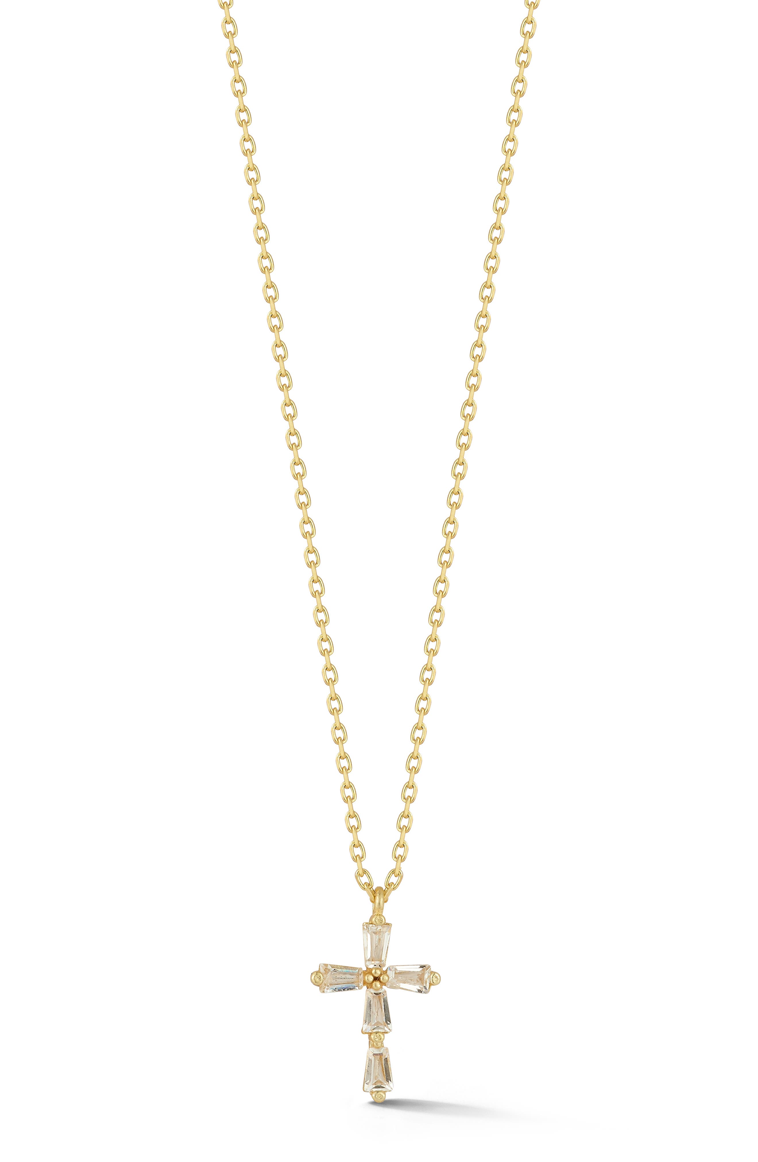 Baguette Cubic Zirconia Cross Pendant Necklace