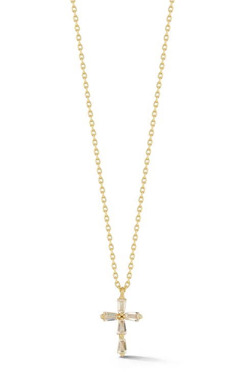 Baguette Cubic Zirconia Cross Pendant Necklace