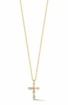 Baguette Cubic Zirconia Cross Pendant Necklace