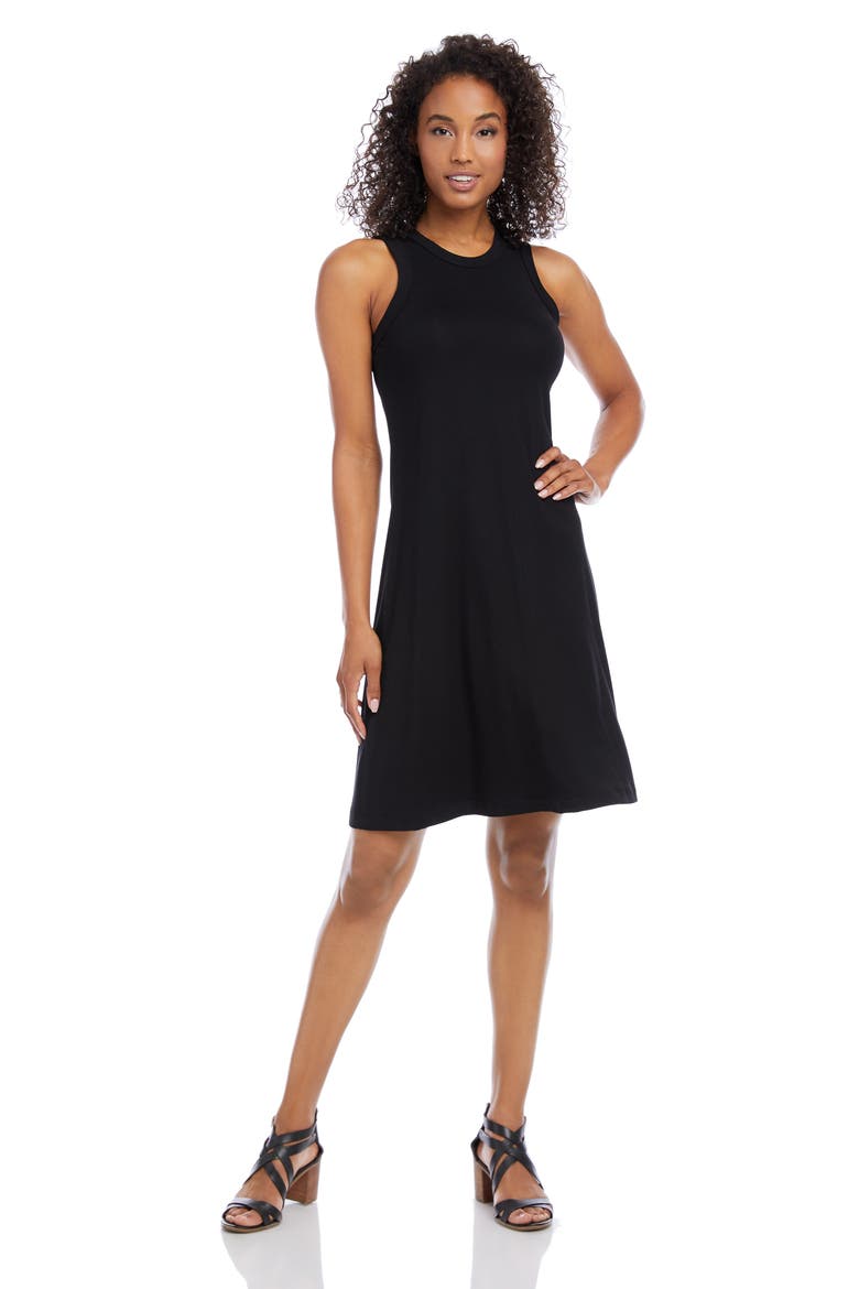 High Neck A-Line Dress, Alternate, color, BLACK