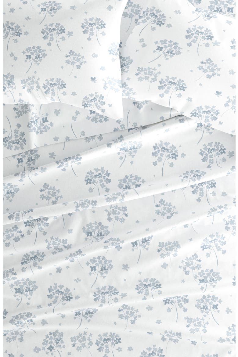 Premium Flower Bunch 4-Piece Flannel Bed Sheet Set, Alternate, color, LIGHT BLUE