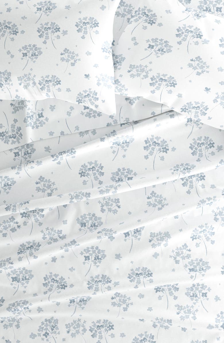 HOMESPUN Premium Flower Bunch 4-Piece Flannel Bed Sheet Set, Alternate, color, Light Blue