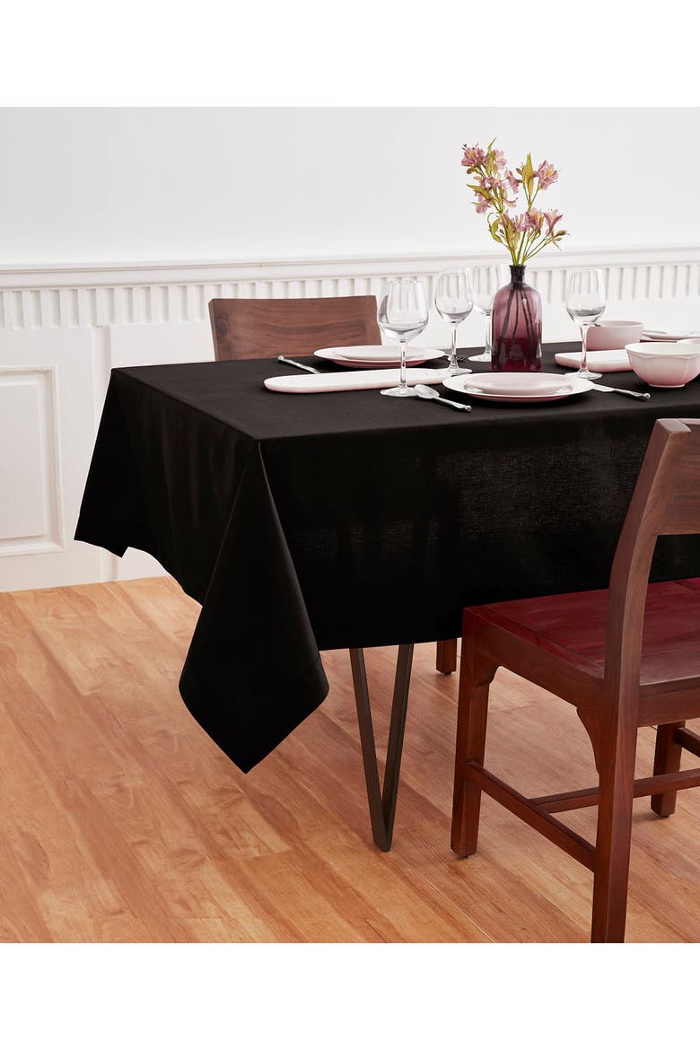 Cotton Linen Plain Table Throw 52 x 52 Inch - Dru, Alternate, color, Black