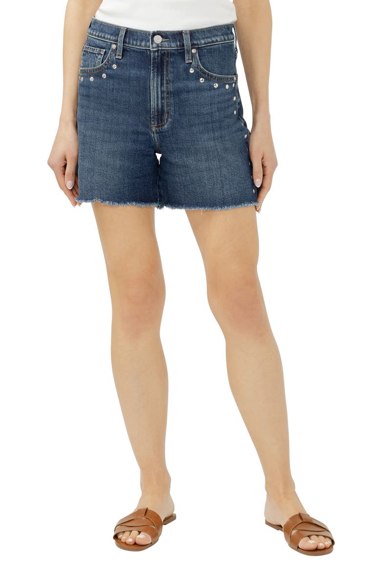 Highly Desirable Studded Ultra High Waist Denim Shorts, Main, color, PIMLICO