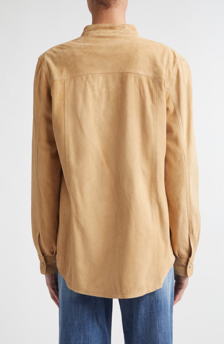 Eleventy Lambskin Suede Overshirt, Alternate, color, Camel