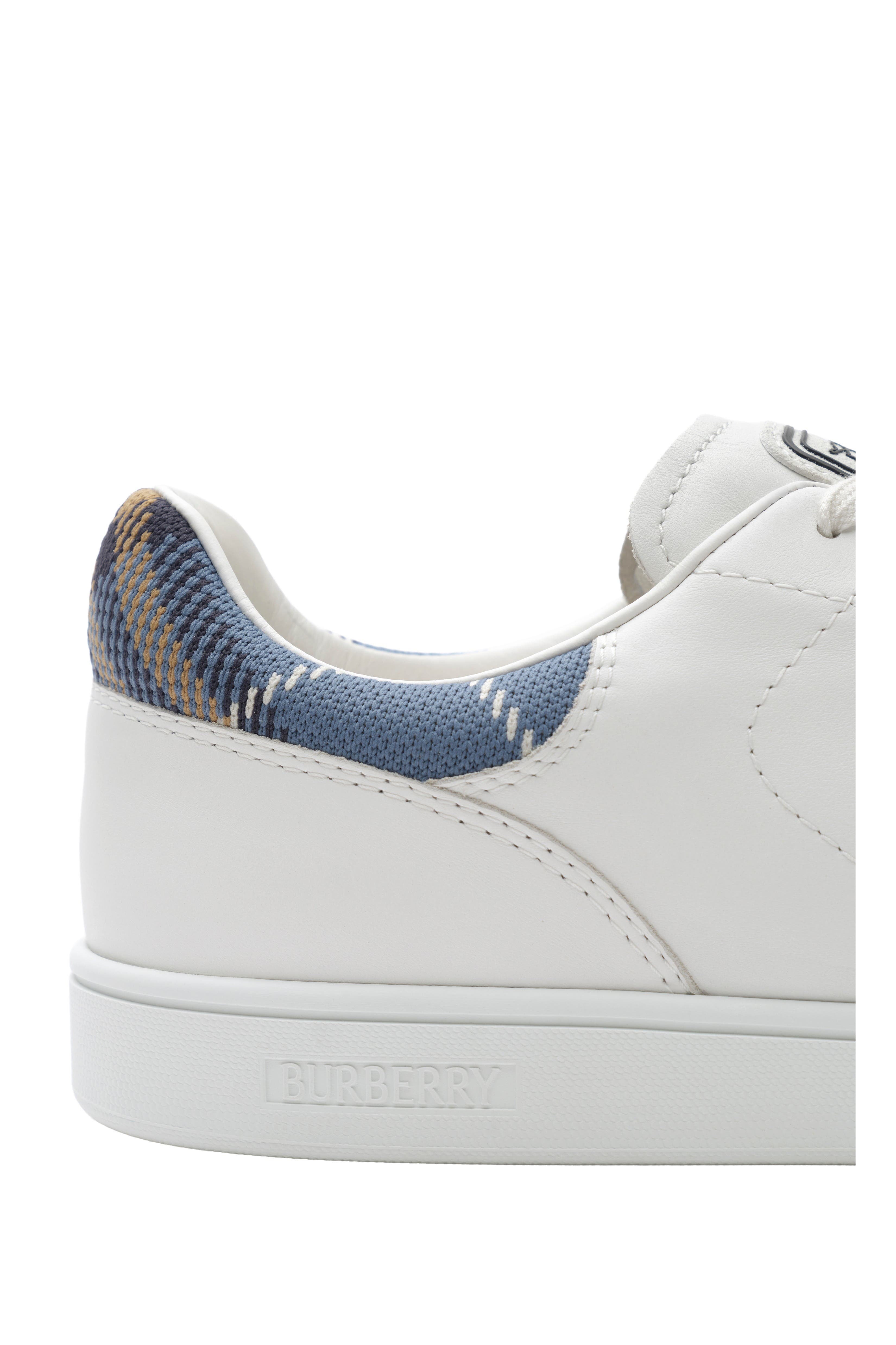 Burberry Leather Set Sneakers, Alternate, color, Porcelain White/Wave Blue