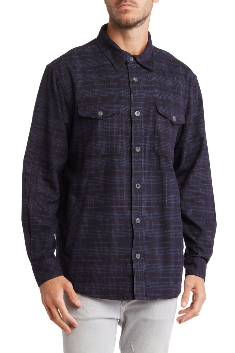 Iverness Plaid Flannel Shirt Jacket, Main, color, MIDNIGHT