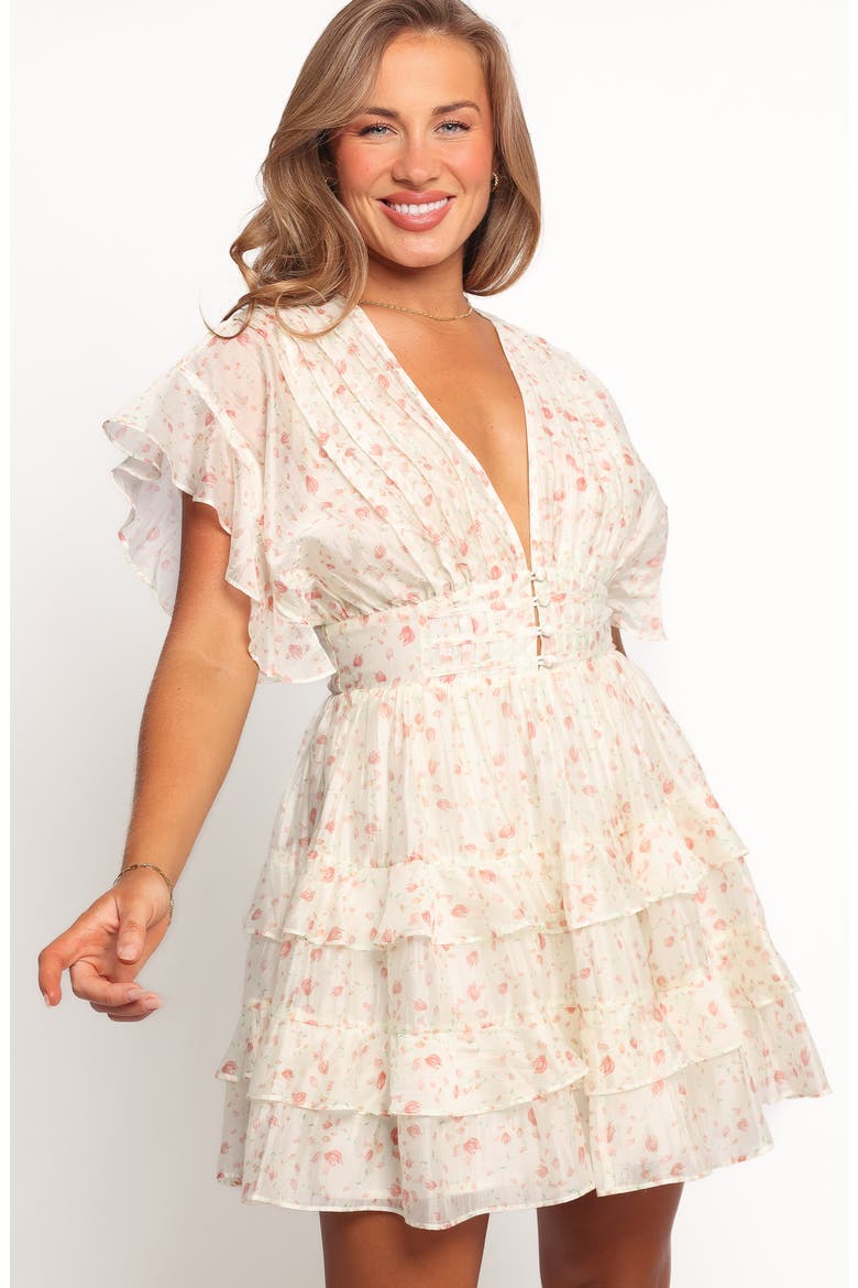 Tamsin Tiered Minidress, Alternate, color, CREAM CORAL FLORAL