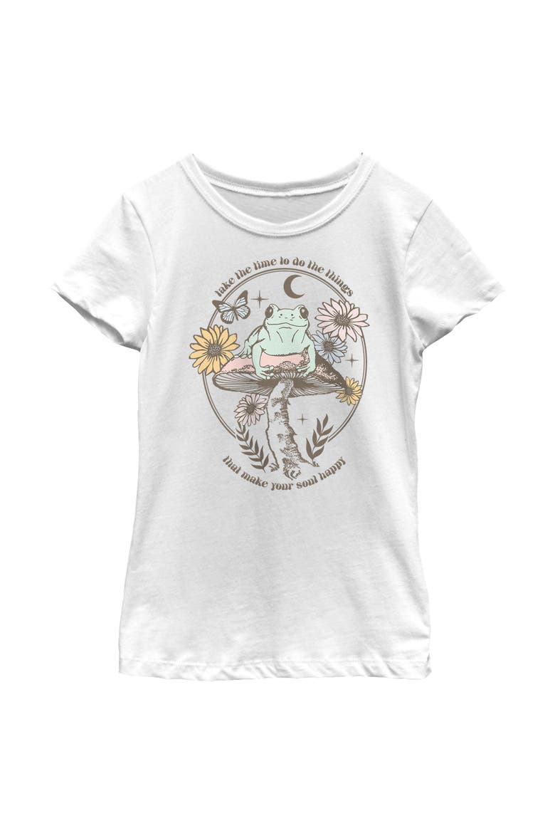 Girl's Lost Gods Happy Soul Frog Graphic Tee, Main, color, White