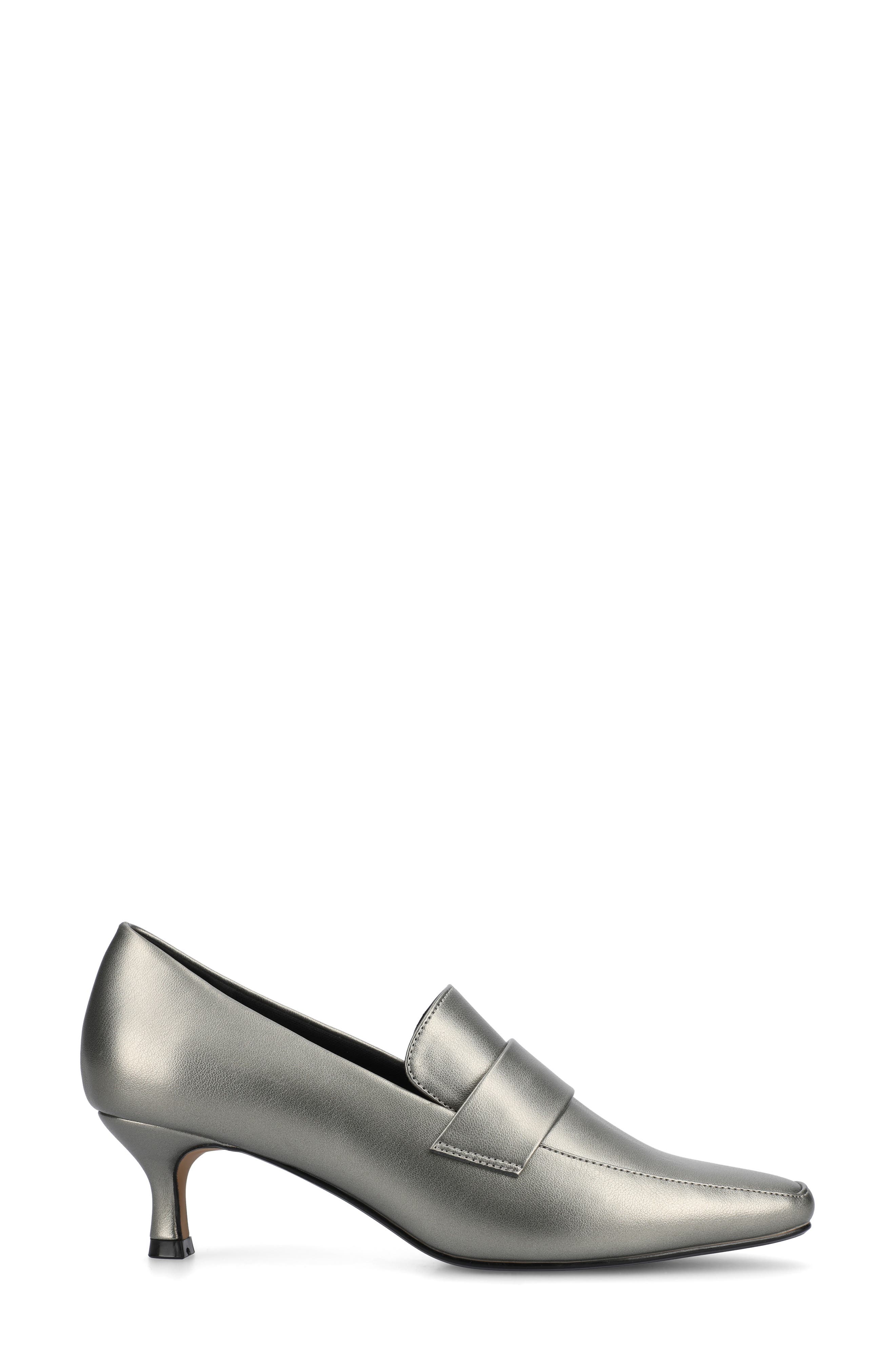 Journee Collection Celina Croc Embossed Loafer Pump - Wide Width Available, Alternate, color, Pewter