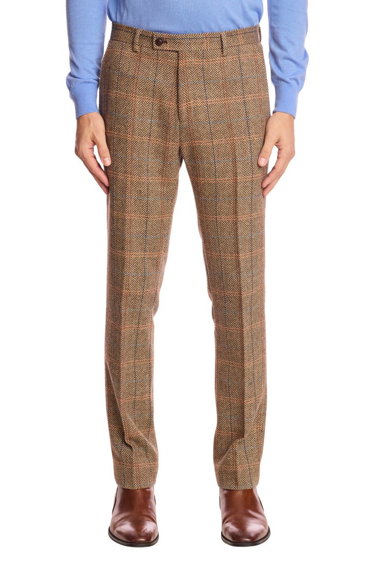Slim Fit Herringbone Downing Dress Pants, Main, color, BROWN ORANGE MULTI HERRINGBONE