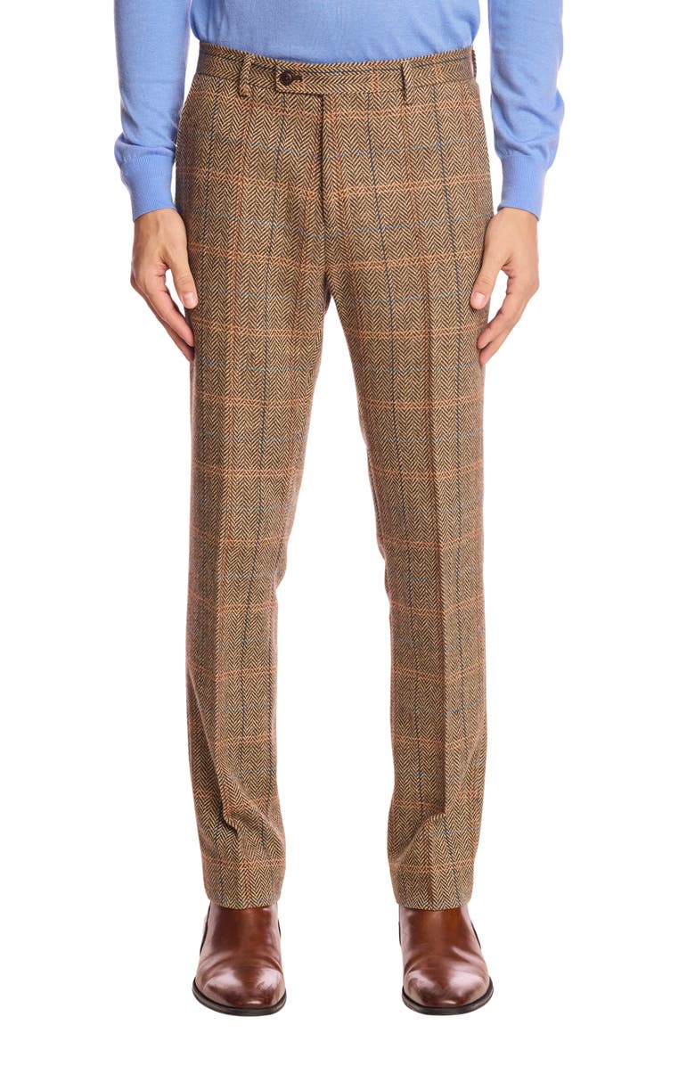 PAISLEY & GRAY Slim Fit Herringbone Downing Dress Pants, Main, color, Brown Orange Multi Herringbone
