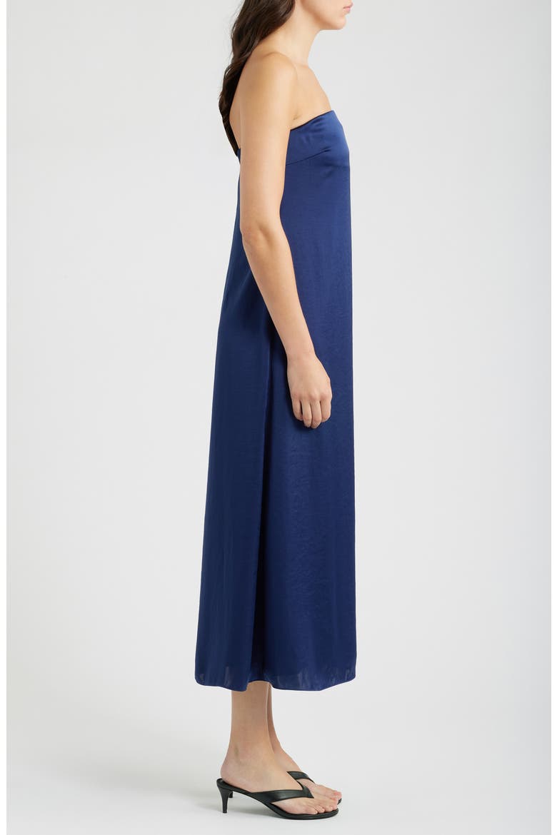 Strapless Satin Dress, Alternate, color, SAPPHIRE NAVY - 2QT