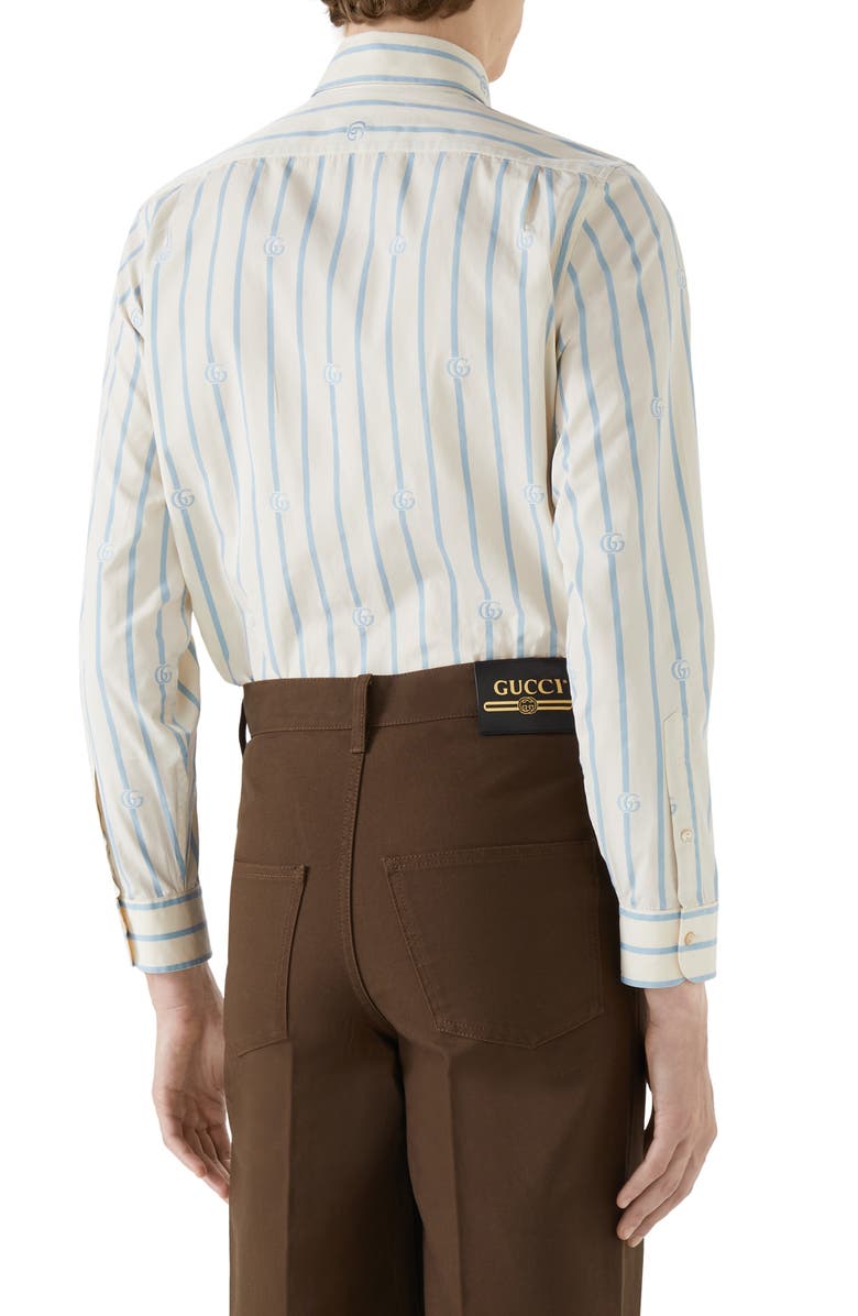 Gucci GG Stripe Cotton Button-Up Shirt, Alternate, color, 