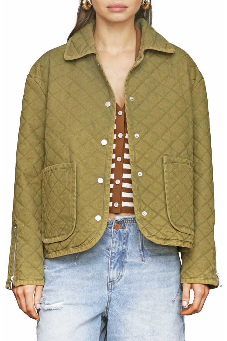 Diamond Quilted Cotton Jacket, Main, color, JUNGLE