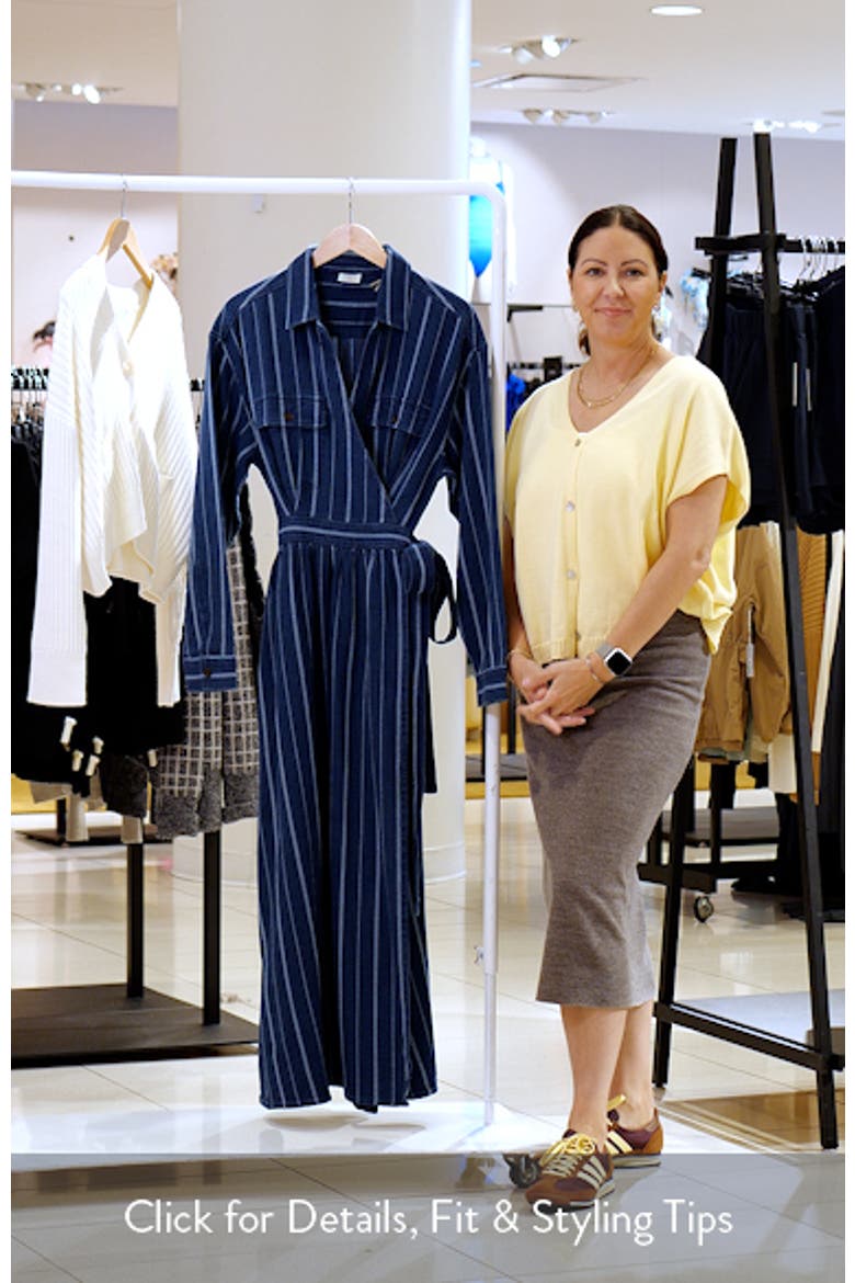 Julia Island Tide Stripe Long Sleeve Organic Cotton Wrap Shirtdress video