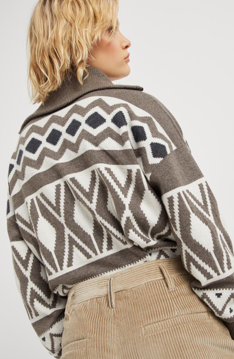 Brunello Cucinelli Cotton corduroy baggy sartorial trousers with monili, Alternate, color, 