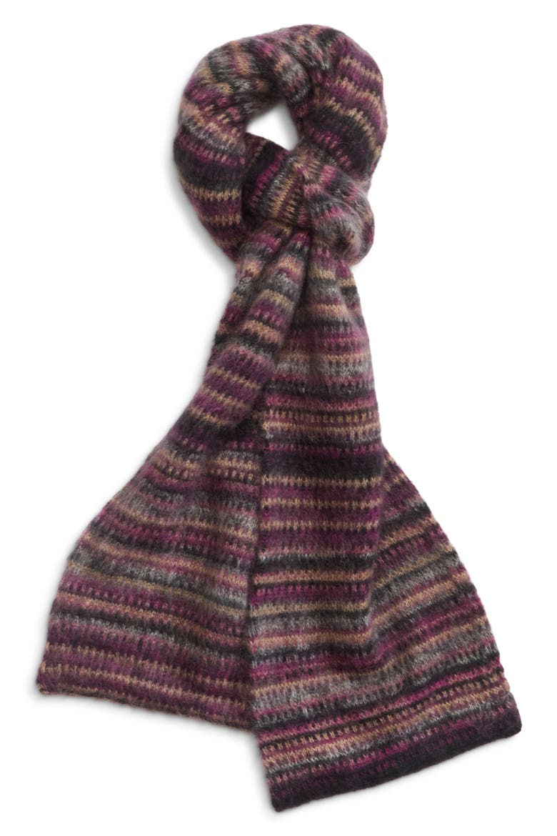Mouna Stripe Jacquard Mohair & Wool Blend Scarf, Alternate, color, PLUM 86PM