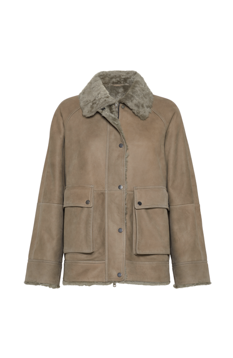 Fuzzy shearling outerwear jacket