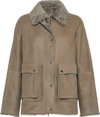 ジャケット BRUNELLO CUCINELLI Shearling outerwear with shiny zip Shearling outerwear for Woman in Charcoal | Brunello Cucinelli