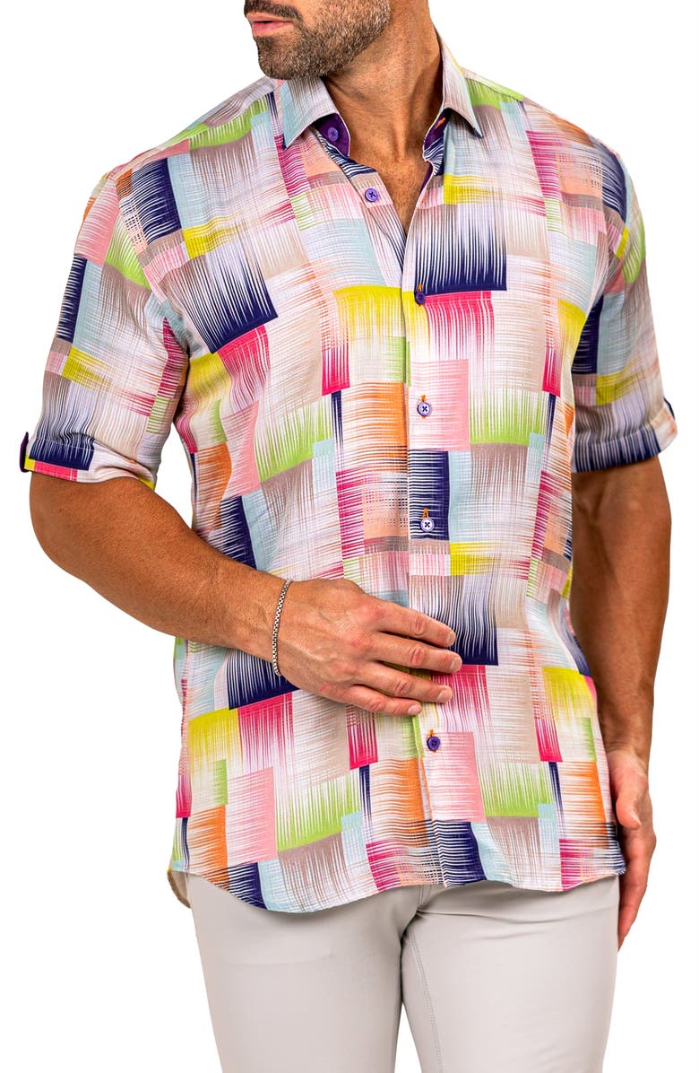 Maceoo Galileo Marthy Short Sleeve Button-Up Shirt, Alternate, color, 
