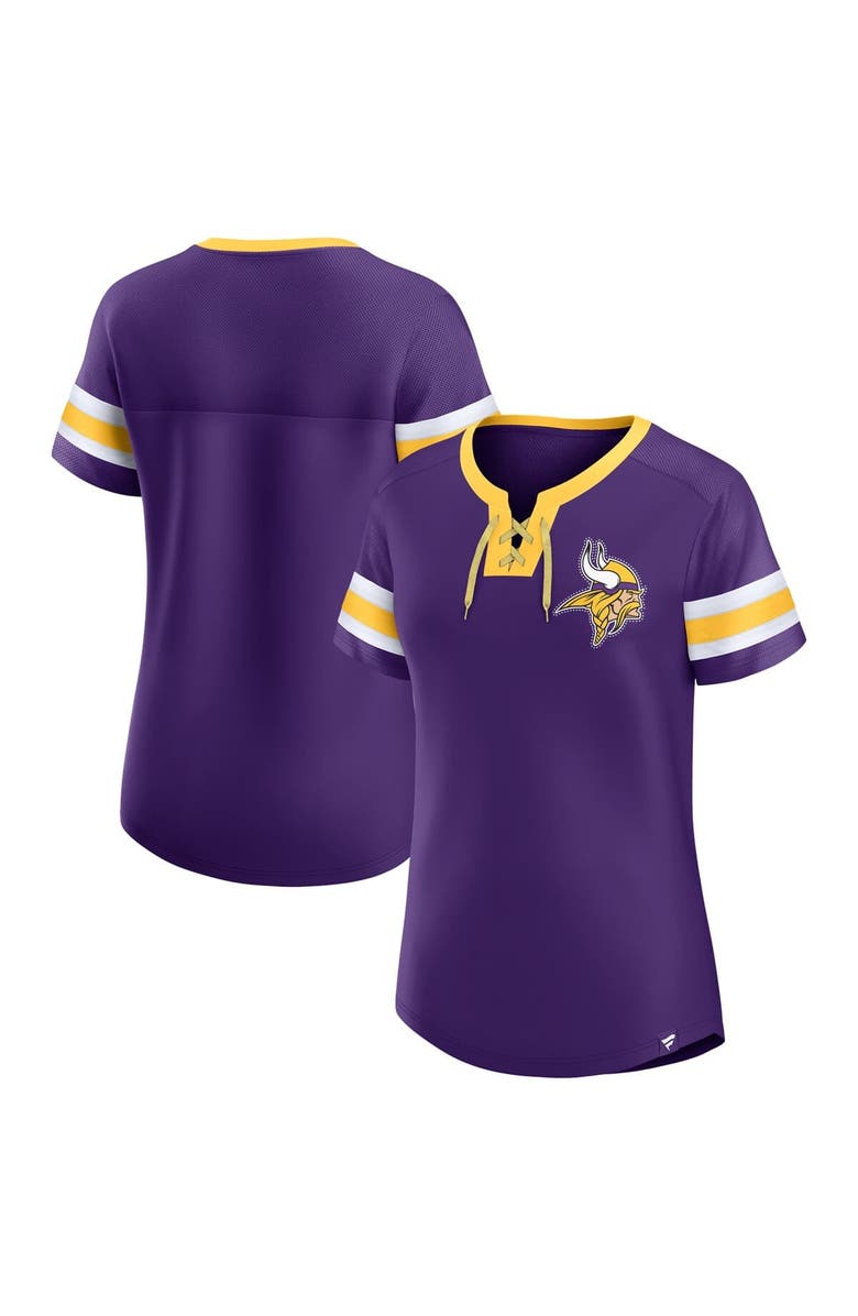 FANATICS Women's Fanatics Purple Minnesota Vikings Bling Athena Jersey Style Lace-up T-Shirt, Alternate, color,