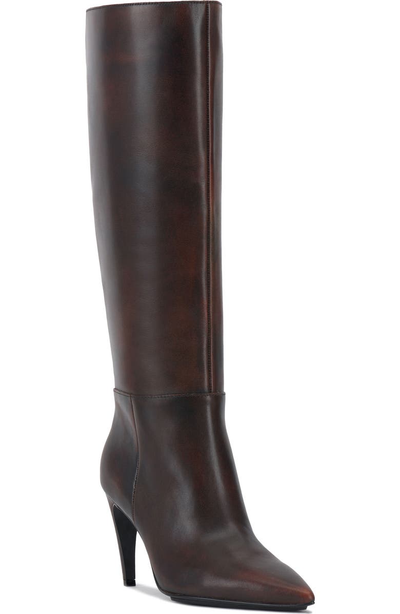 Vince Camuto Brigitte Pointed Toe Knee High Boot, Main, color, Dark Caramel