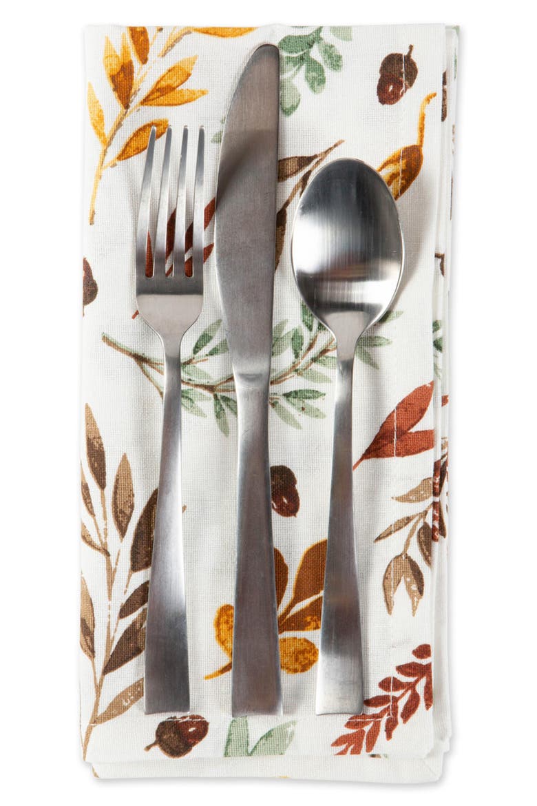 Set of 6 Falling Leaves Print Cotton Napkins, Alternate, color, FALLS BOUNTY