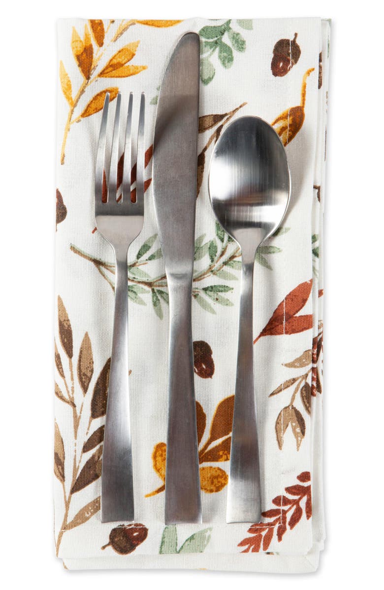 Design Imports Set of 6 Falling Leaves Print Cotton Napkins, Alternate, color, Falls Bounty