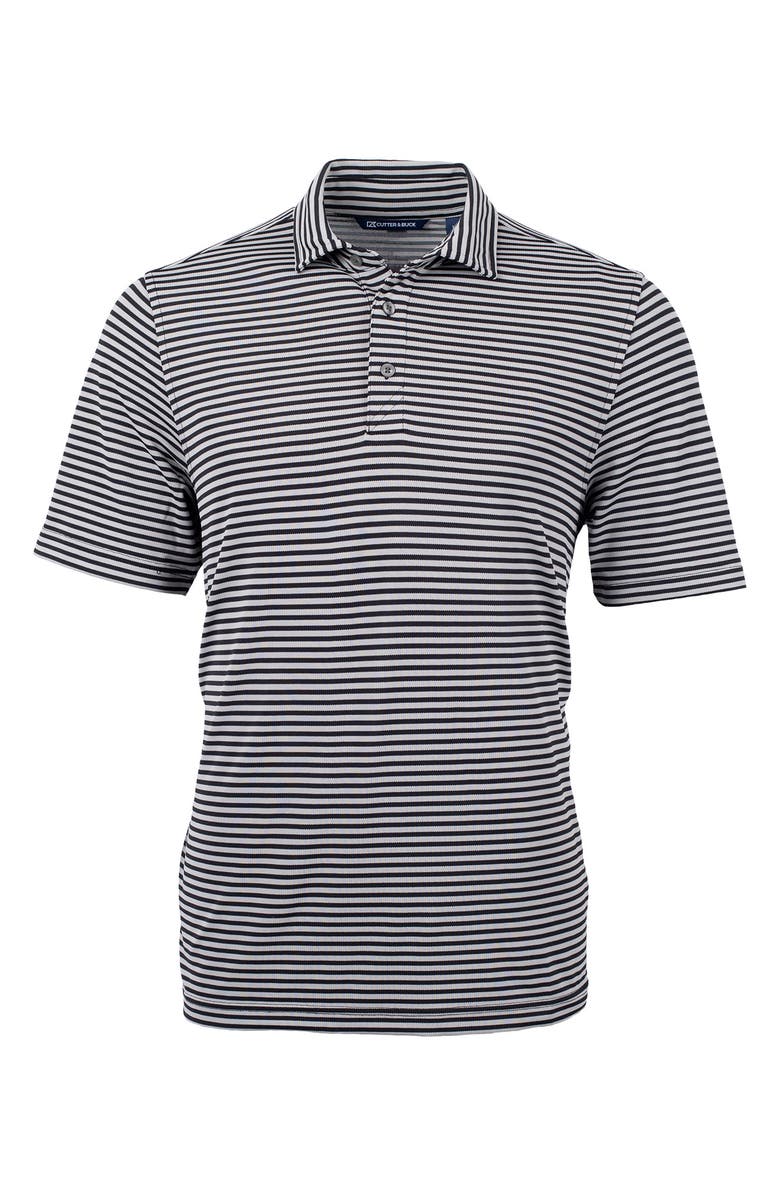 Cutter & Buck Virtue Piqué Stripe Recycled Blend Polo, Main, color, Black