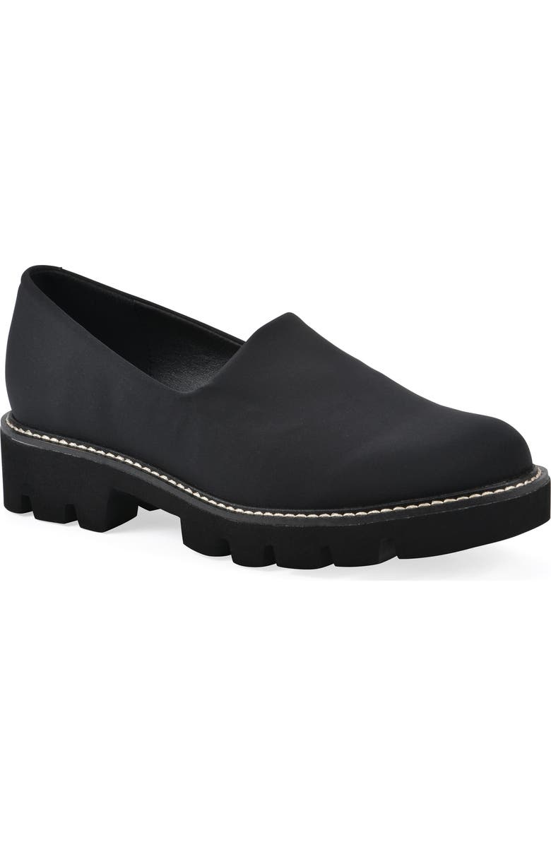 White Mountain Footwear Gianni Lug Sole Loafer, Main, color, Black/ Fabric