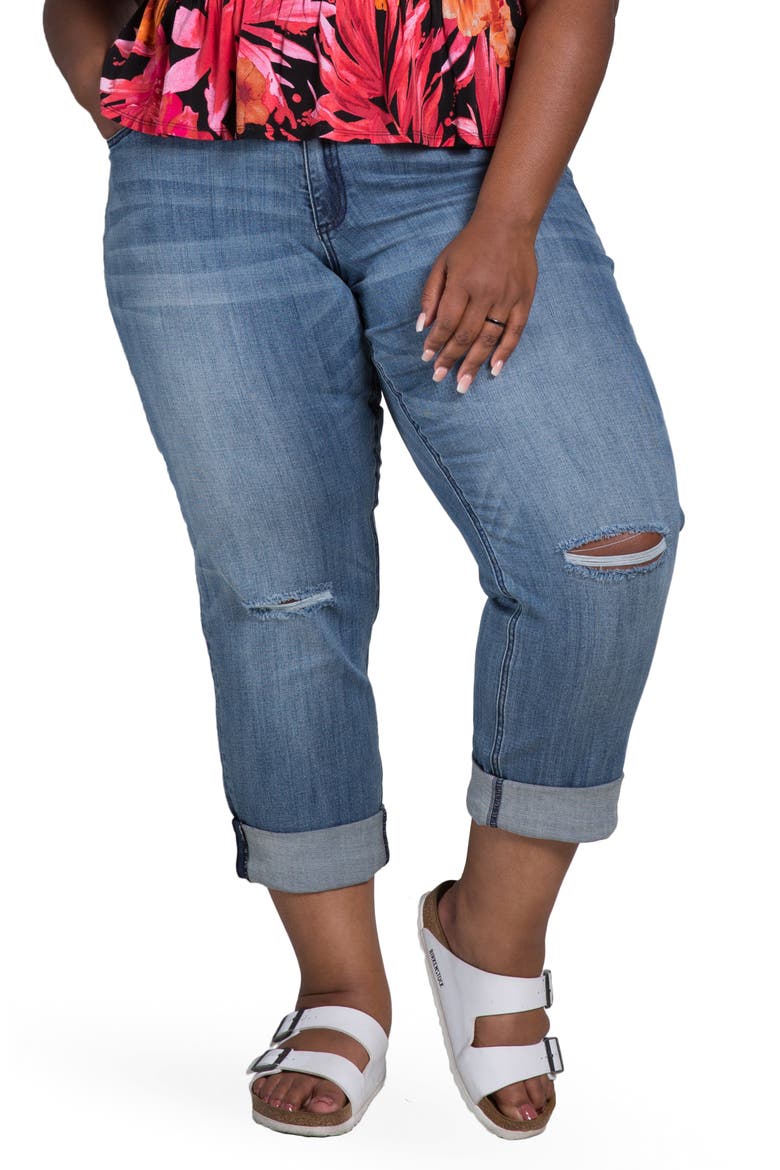 Verla True Ripped Boyfriend Jeans, Main, color, 3222DKBLUE