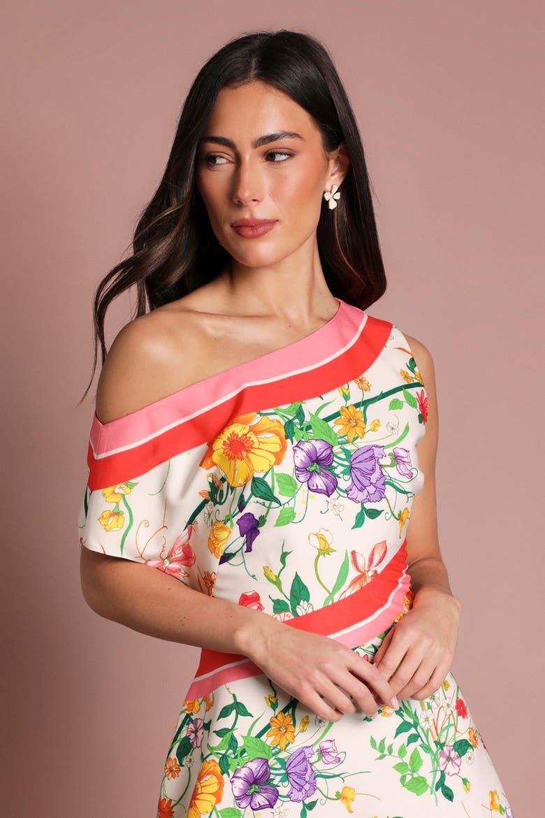 Off Shoulder Satin Midi Dress, Alternate, color, Ivory