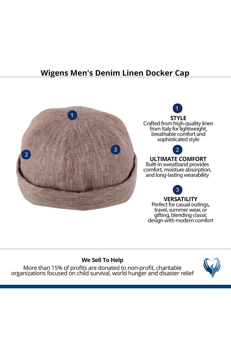 Men's Denim Linen Docker Cap, Alternate, color, Brown