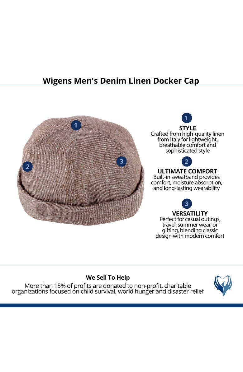 Wigens Men's Denim Linen Docker Cap, Alternate, color, Brown