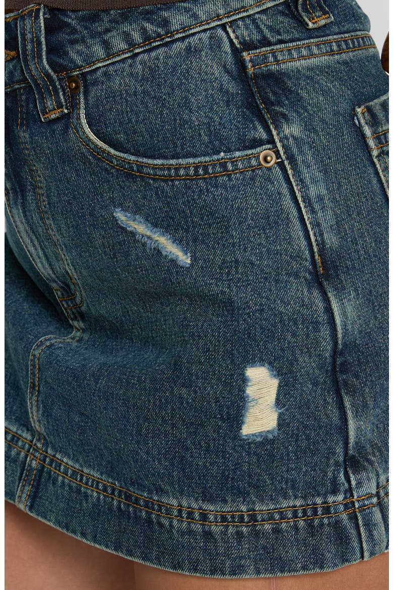 Gazelle Distressed Denim Skort, Alternate, color, VINTAGE BLUE WASH