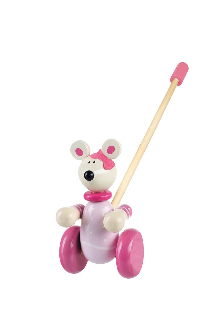 Push Along Pink Mouse, Wooden Toy, Fsc Certified, Ages 1+, Main, color, Multicolored