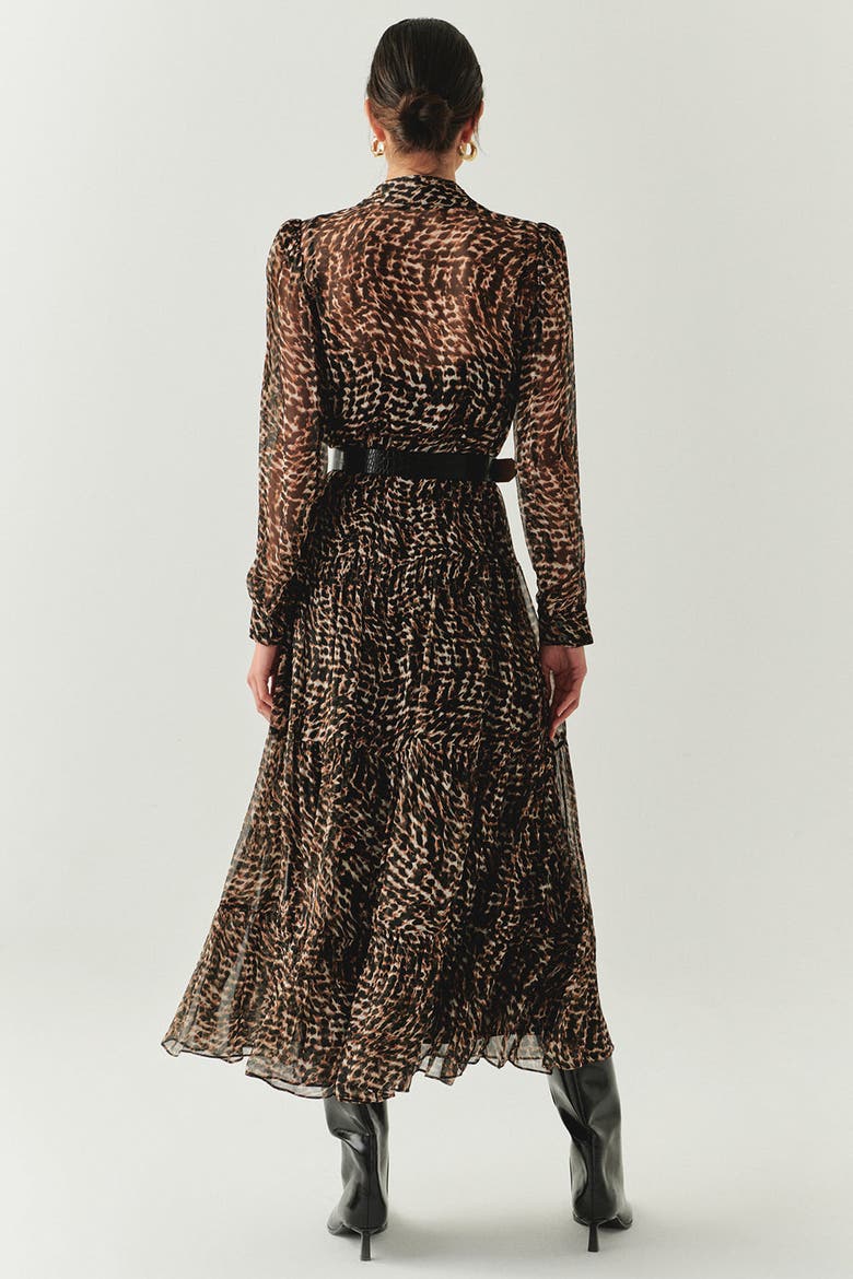 Aliza Chiffon Midi Dress, Alternate, color, Brown