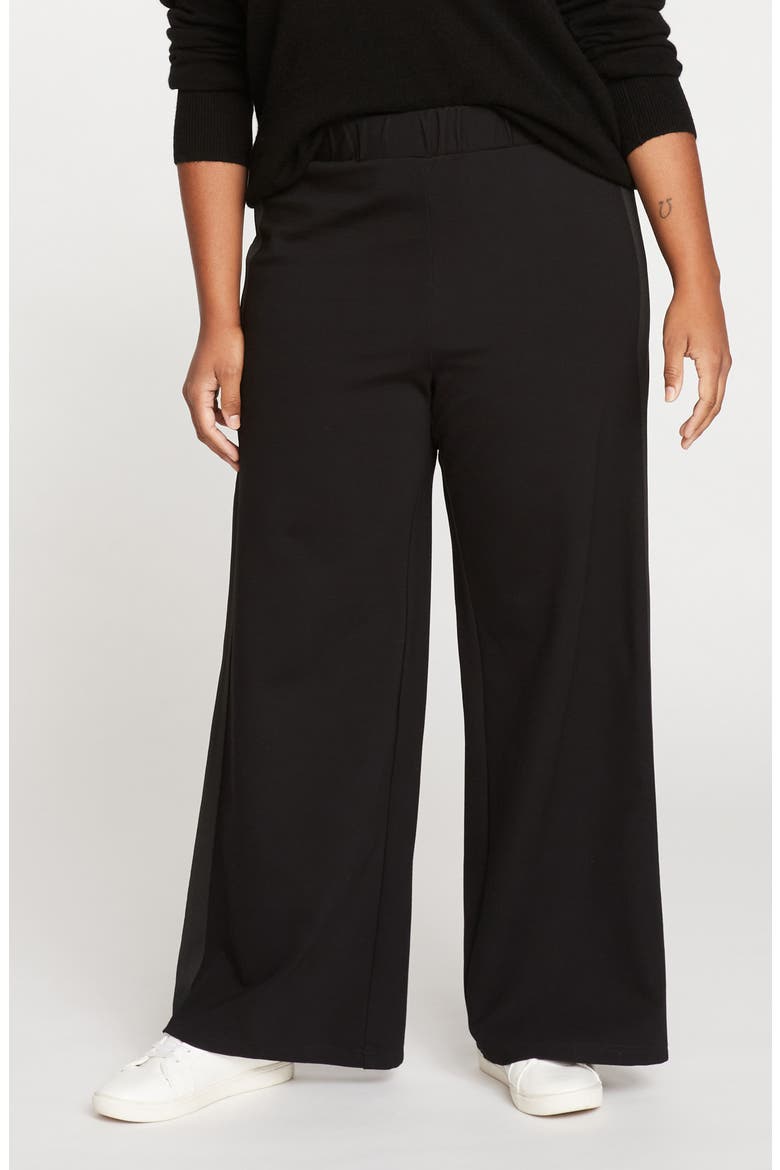Stephanie Ponte Wide Leg Pants, Main, color, BLK WITH BLK STRIPE