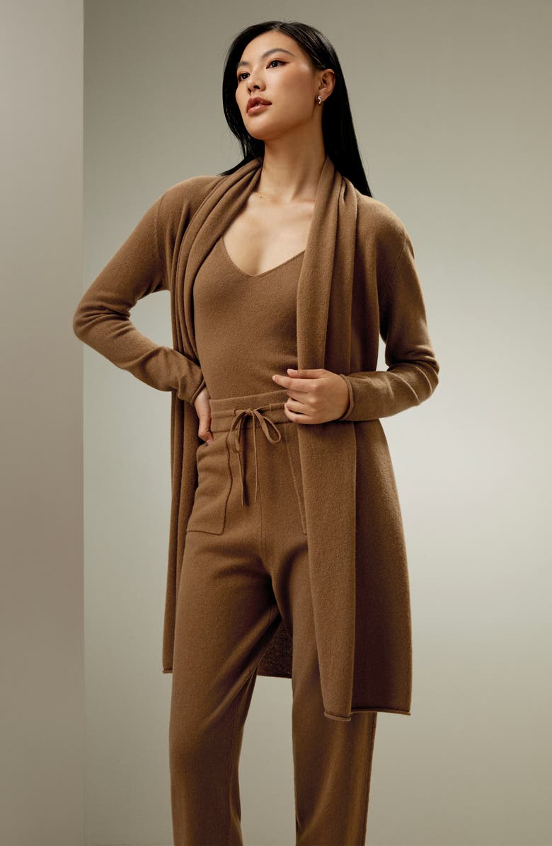 Lilysilk Elegant Pile Collar Open Cardigan for Women, Alternate, color, Toffee